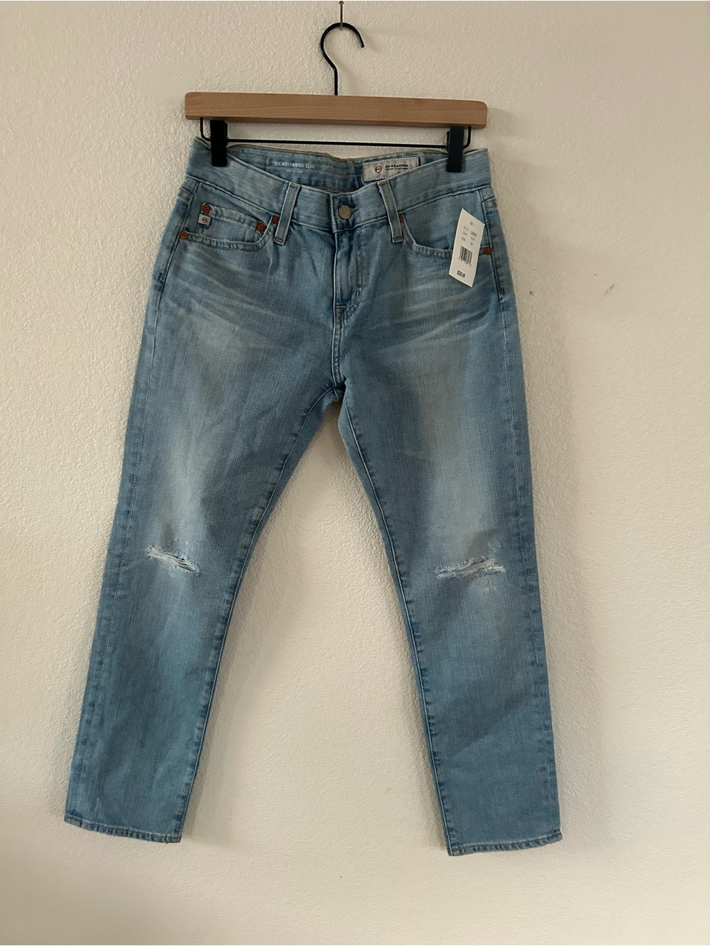 Slim Straight Light Blue Jeans - Subtle Knee Distress